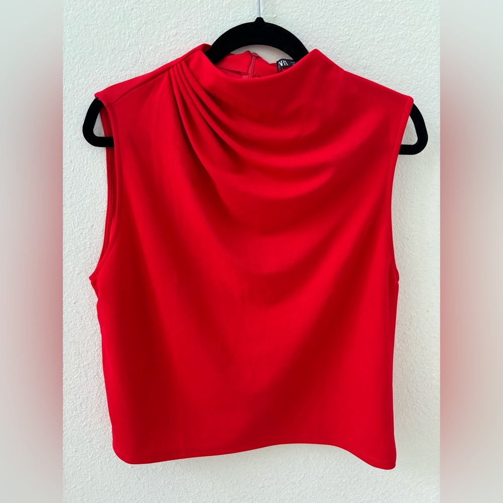 Zara Red Sleeveless Blouse